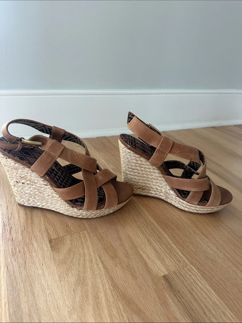 Jessica Simpson Chestnut Braided Espadrille Wedge Sandals